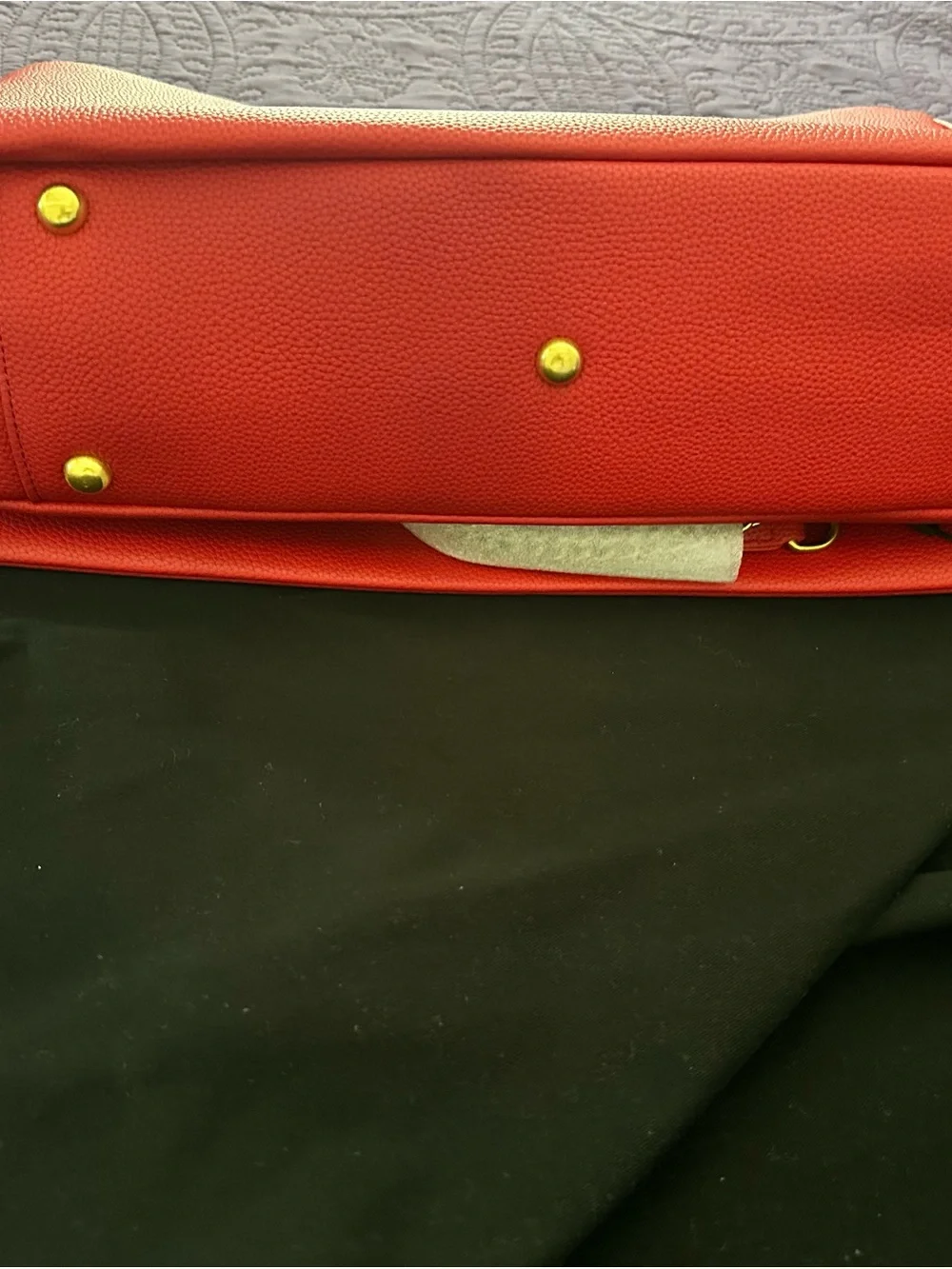 Chic Red Pebbled Leather Chain-Handle Laptop Tote